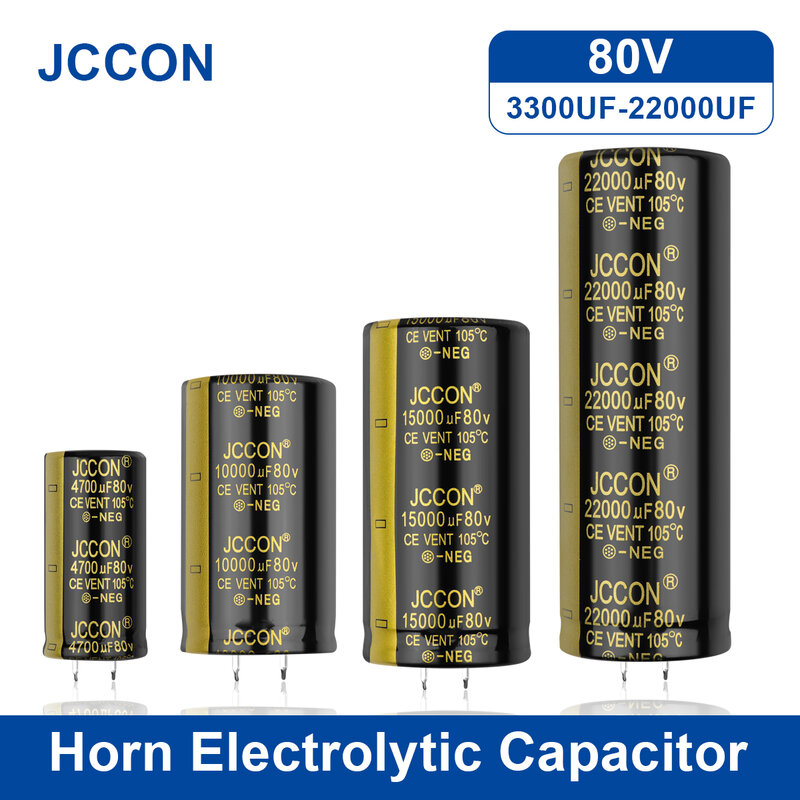 2Pcs JCCON Audio Electrolytic Capacitor 80V 3300UF 4700UF 6800UF 10000UF For Audio Hifi Amplifier High Frequency Low ESR Speaker