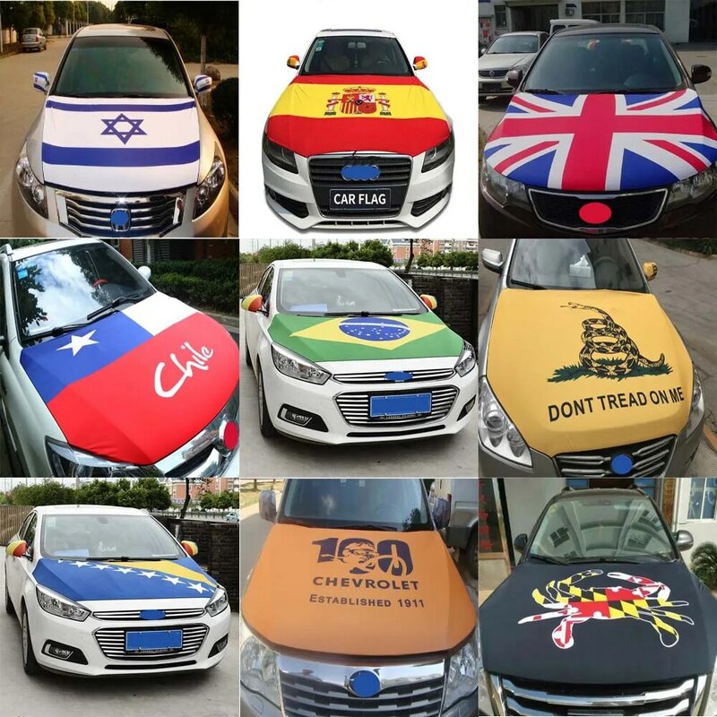 World Cup Croatia Flags Car Hood Cover 3.3X5FT/6X7FT100% Polyester Elastic Fabrics Suitable for Large SUV and Pickup