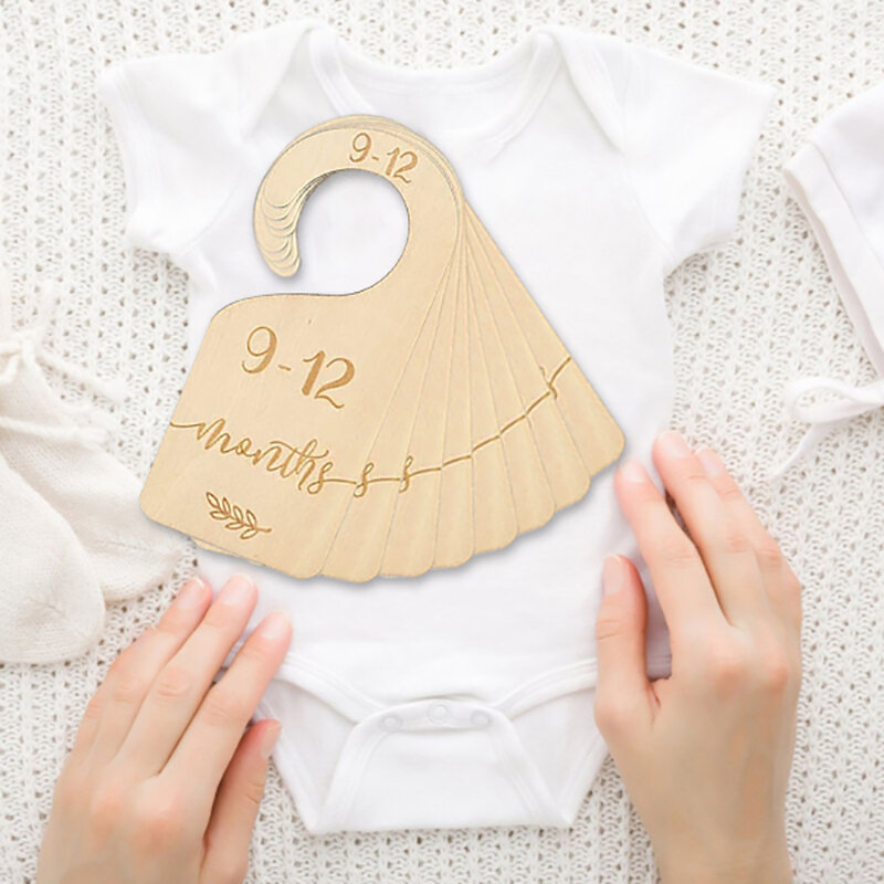7 teil/satz Neugeborene 24 Monate Baby Schrank Trennwände Holz Kinderzimmer Kleidung Veranstalter Baby Kleider schrank Teiler Etikett für 0-7 Jahre alt