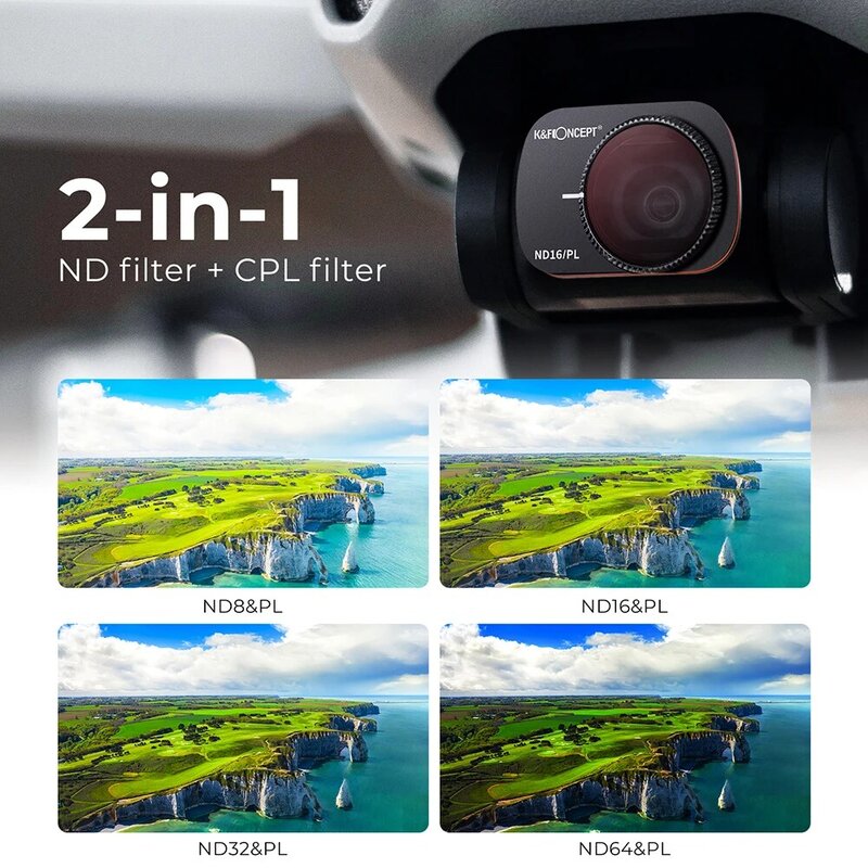 K & F koncepcja 6-pak zestaw filtrów (UV + ND4/PL + ND8/PL + ND16/PL + ND32/PL + ND64/PL) dla DJI Mini SE /Mini 2 SE z 28 wielowarstwowymi powłokami