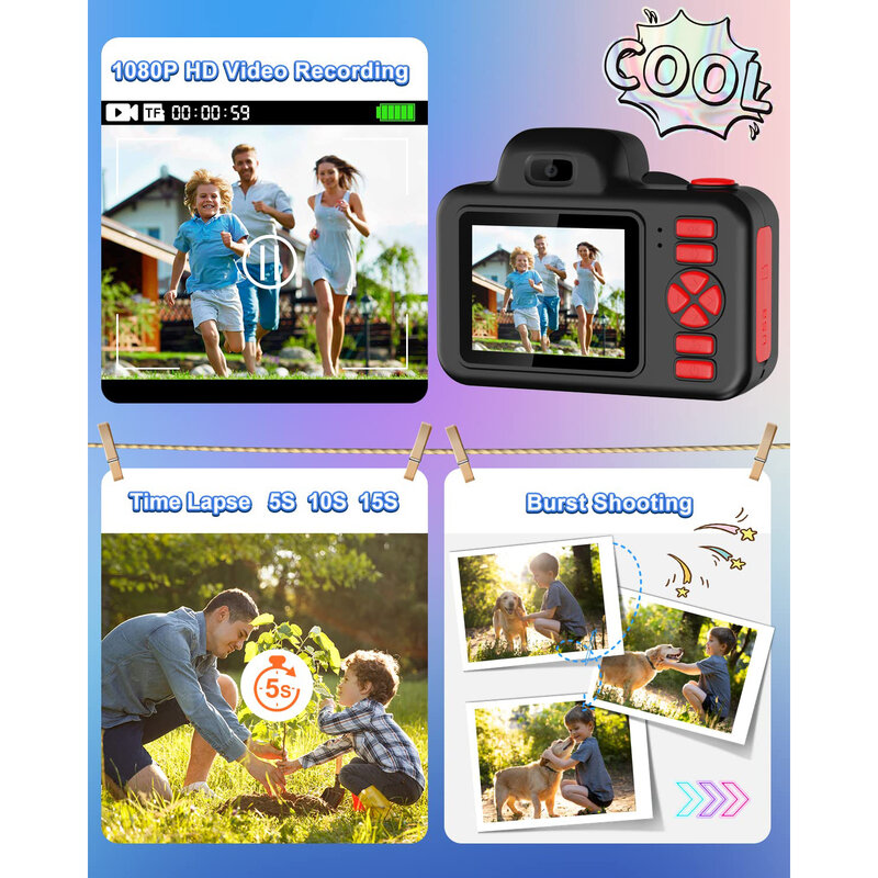 Fotocamera per bambini giocattoli 1080P HD SLR Selfie Mini fotocamera videocamera digitale per bambini fotografia all'aperto giocattoli regali di compleanno
