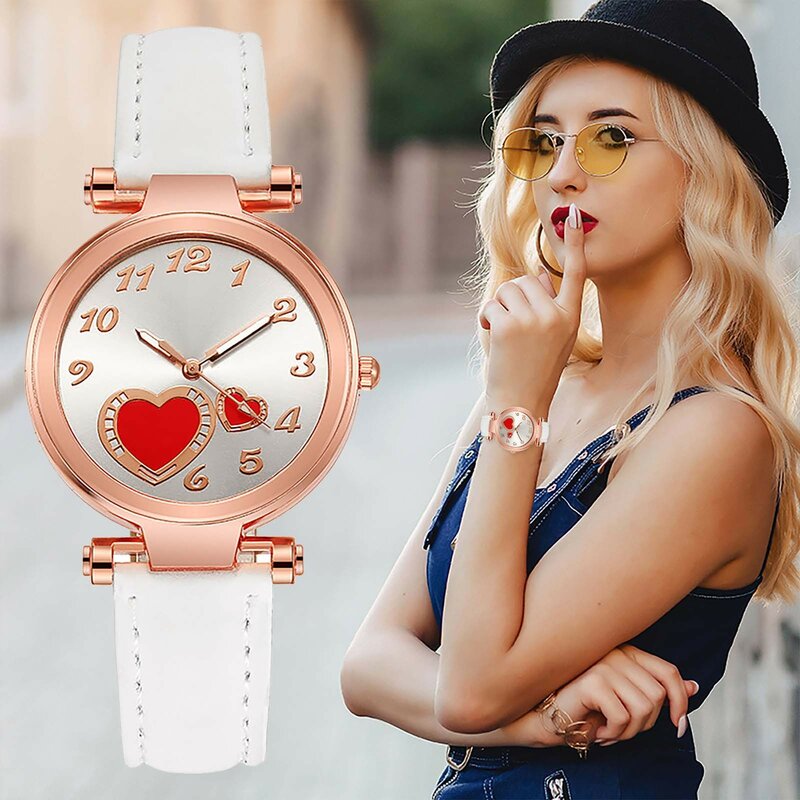 Luxury Love Ladies Watch Leather Strap Analog Quartz Wristwatches Fashion Temperament Ladies Watch Gift Reloj Mujer Elegante