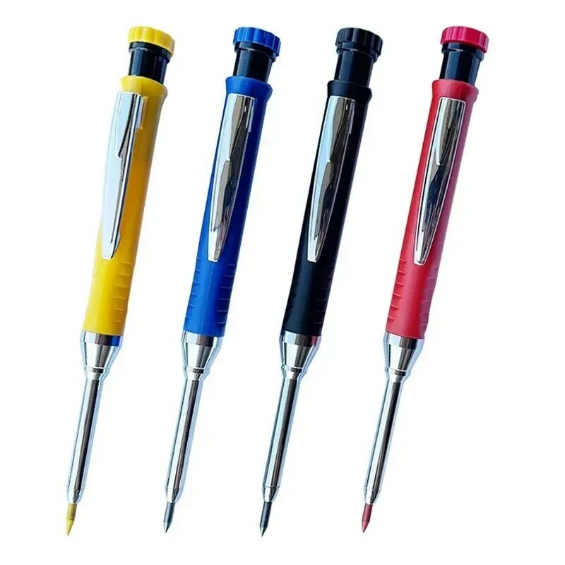 ดินสอสีทึบสำหรับช่างไม้ขนาด2.8มม. พร้อมที่เหลาสำหรับงานไม้ก่อสร้างหัวยาวอุปกรณ์เครื่องเขียนดินสอช่างไม้