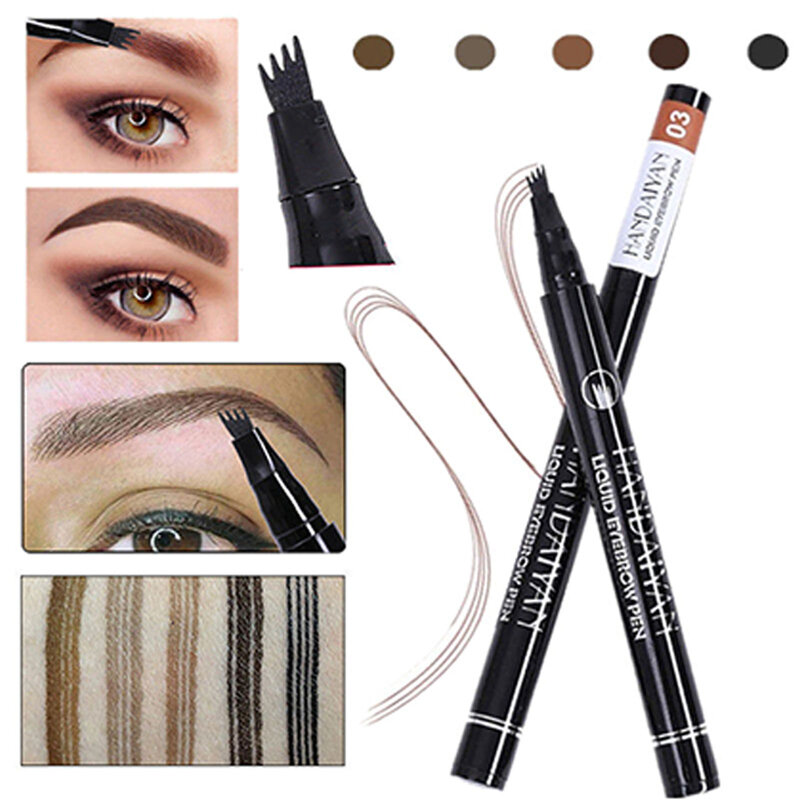 Beauty 4 Fork Eyebrow Pencil Waterproof Smudge-proof Brow Pencil for Girls Women Mom Girlfriend as Gifts