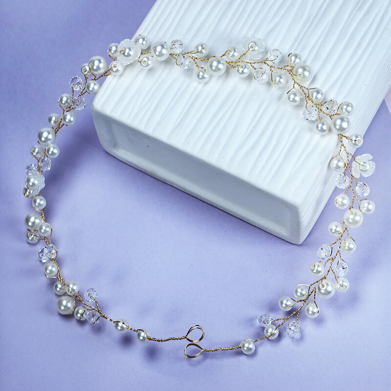 Diadema de perlas de imitación blancas para mujer y niña, diadema de diamantes de imitación, accesorios para el cabello para fiesta y boda