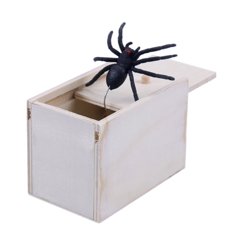 1PC NEW Funny Scare Box Wooden Prank Spider Hidden in Case Great Quality Prank-Wooden Scare Box Interesting Play Trick Joke Toys