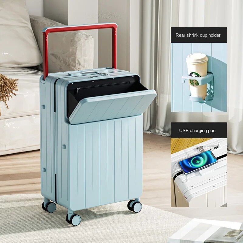 Wide Handle Front Opening Luggage Trolley Suitcase New 20/26 inch Boarding Travel Bag High Quality Password Suitcases Travel