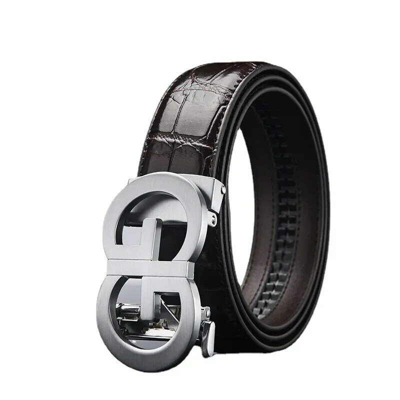 2024 New High-Grade  Men's Leather Embossing Automatic Checkoff Full-Grain Leather Business Waistband GG Belt Luxury Designer