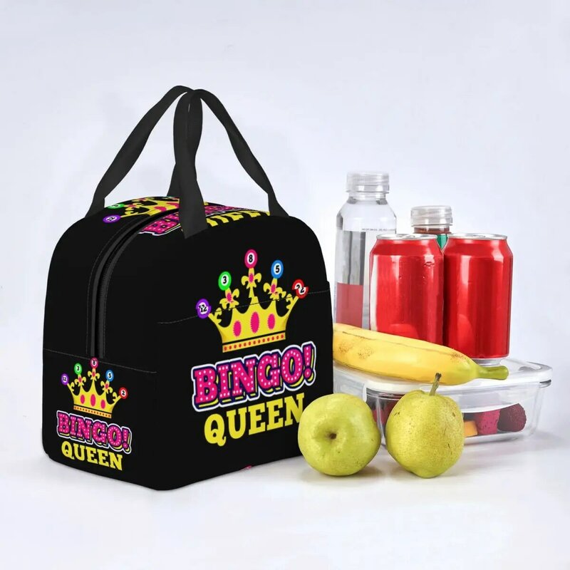 Bingo Queen lancheira impermeável para mulheres, refrigerador térmico, comida isolada lancheira de trabalho de escritório, sacolas de piquenique reutilizáveis