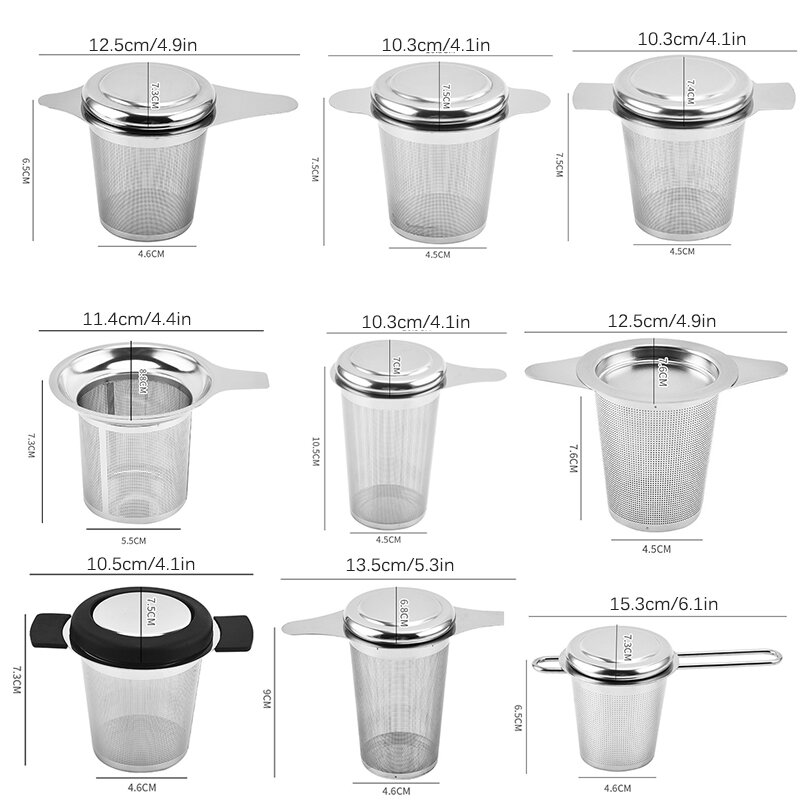 1Pc 304 Stainless Steel Tea Strainer Reusable Drain Infuser Leaf Spice Herbal Filter Home Kitchen Accessories Teaware Tools