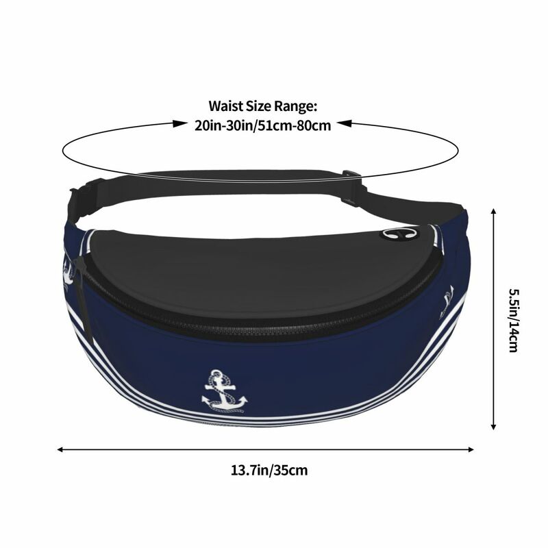 Nautical Navy Blue Stripes And White Anchor Fanny Pack Stuff Stylish For Women Shopping Bag