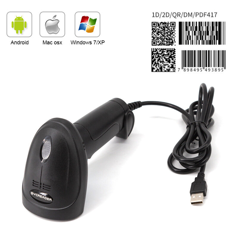 Scanner de codes-barres filaire USB universel, 1D, OJ, déterminer les codes QR, lecteur mobile POS Plug and Play, prise en charge logistique PRSupermarket