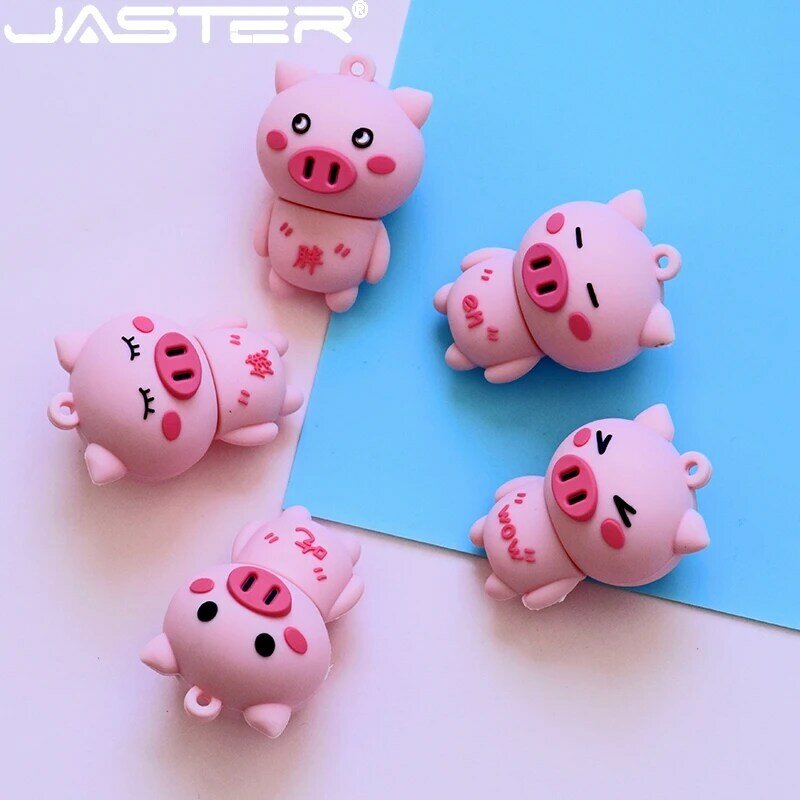 JASTER Cute Pink Pig USB 2.0 Flash Drives 64GB 32GB Presentes criativos Pen drive 16GB 8GB Memory stick Pendrive Presentes para crianças