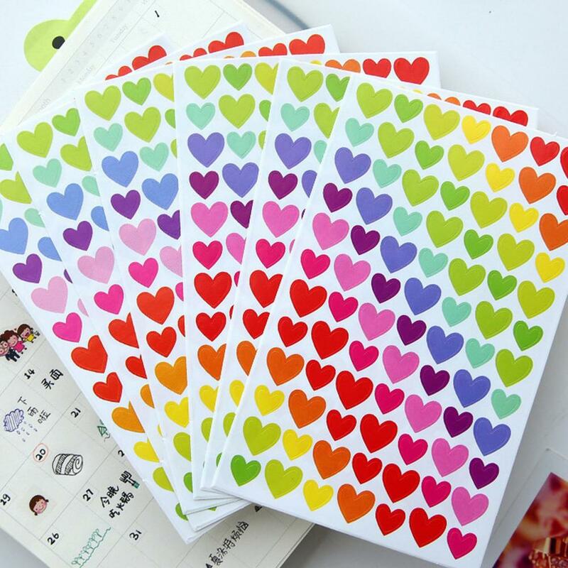Gran pegatina decorativa personalizada para álbum de fotos, Color arcoíris, flor, estrella, amor, corazón, forma redonda