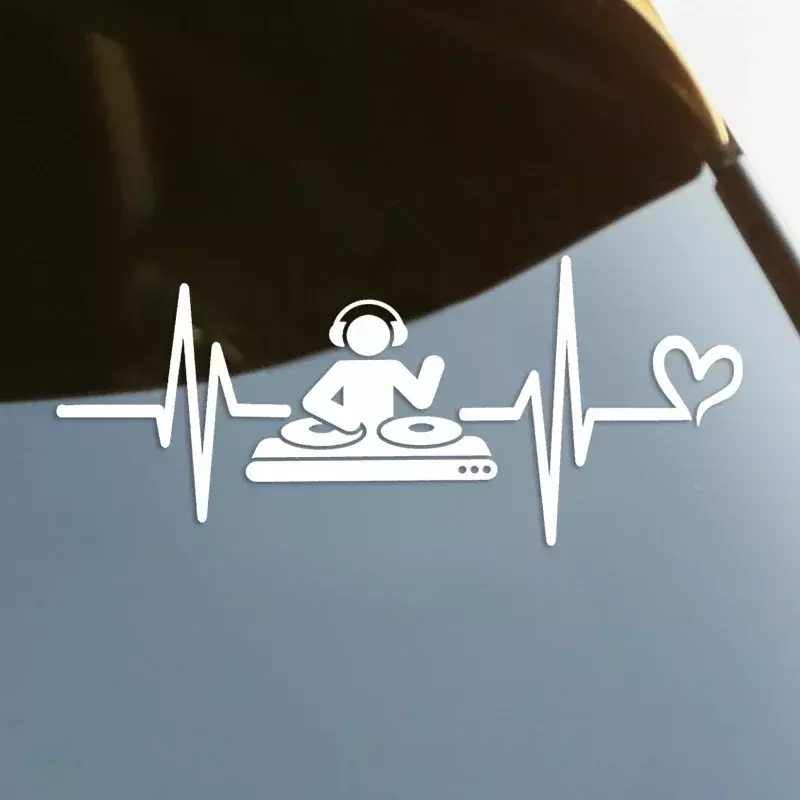 Car Sticker DJ Heartbeat Die-Cut Vinyl Decal Waterproof Auto Decors on Car Body Bumper Rear Window,20CM*7CM