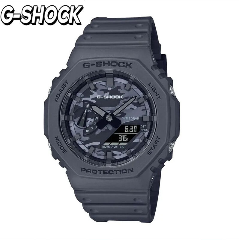 G-SHOCK-Men's Farm Oak Quartz Watch, Multi-Function, esportes ao ar livre, à prova de choque LED Dial, Dual Display, GA-2100 Series, Novo