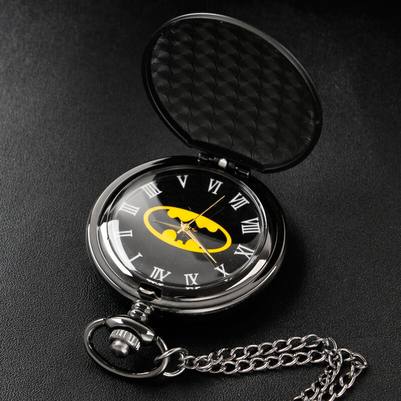 Dark knight bat relógio de bolso de quartzo requintado colar pingente fob corrente steampunk vintage relógio de bolso masculino e feminino cf1260