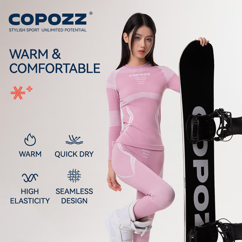 COPOZZ-Conjunto de ropa interior térmica para hombre y mujer, chándal transpirable de secado rápido, ropa interior térmica de esquí, Calzoncillos largos, Invierno