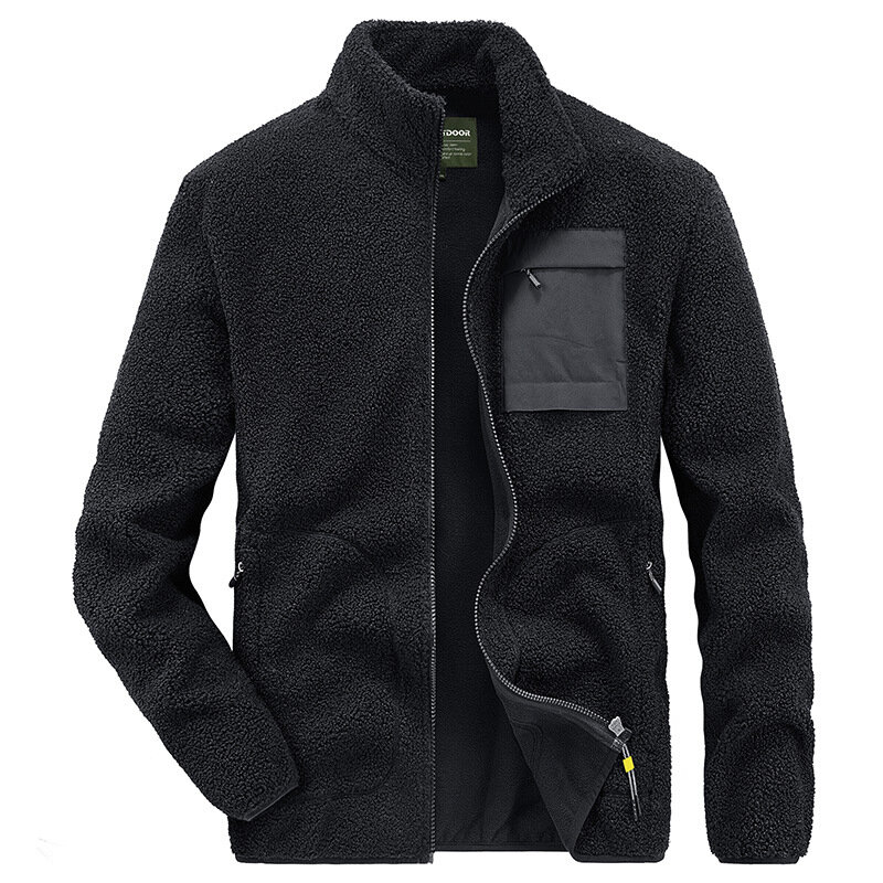 Chaqueta de lana con cremallera gruesa para hombre, abrigo informal con cuello vuelto, chaqueta Bomber de invierno