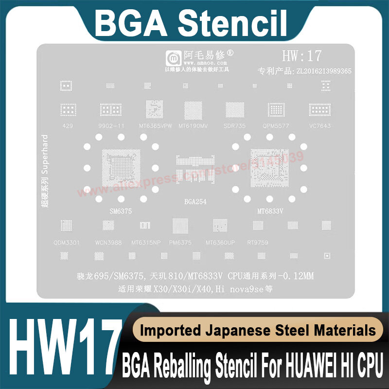 Estêncil BGA para HUAWEI HONOR X30, X30I, X40, NOVA 9, SE, SM6375, MT6833V, CPU, Replantando Estanho, Semente, Grânulos, Estêncil BGA