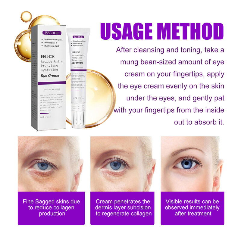 Eye Wrinkle Removal Cream Anti-Aging Remove Puffiness Under Eyes Nourish Skin Firmness Reduce Fine Lines Eye Skin Care Products