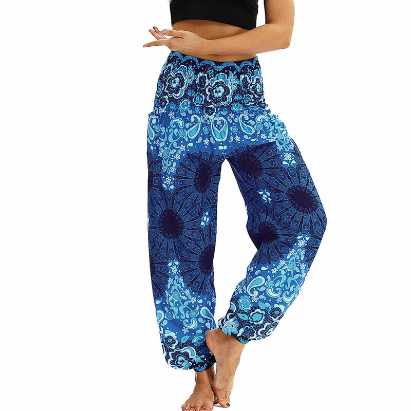 Abbigliamento donna pantaloni Harem, pantaloni da Yoga bohémien, pantaloni Flowy Yoga Boho Hippie Clothes pantaloni da Pilates con tasca