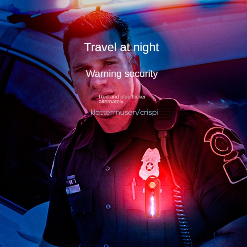 Czerwony i niebieski światło policyjne na ramię z klipsem USB latarka ostrzegawcza ostrzegawcza latarka ostrzegawcza