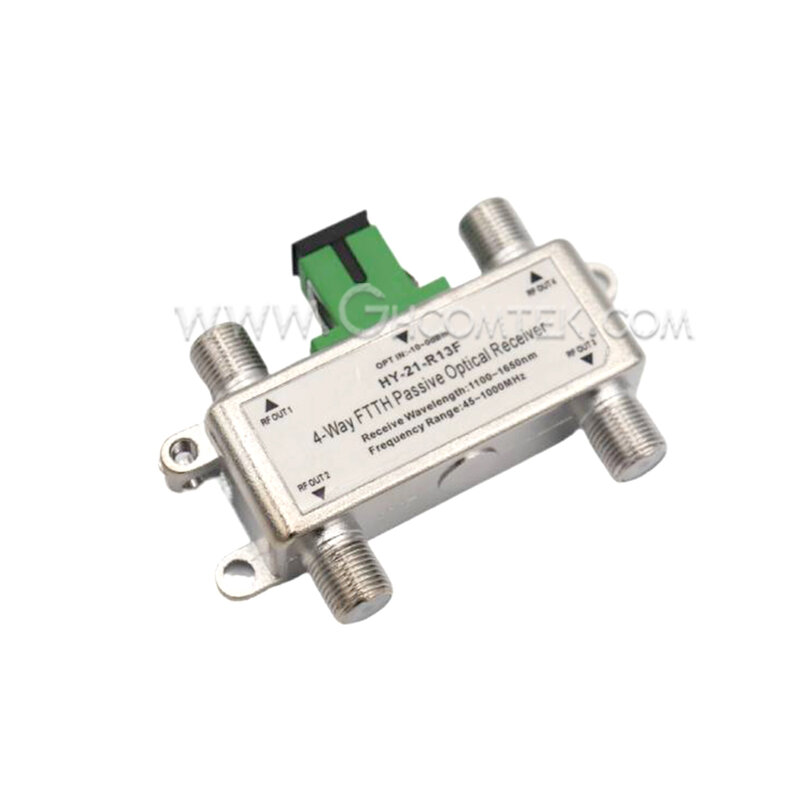CATV pasif 4-cara penerima optik aluminium Shell Output 1260 ~ 1600nm/1550nm Digital kabel Analog peralatan TV