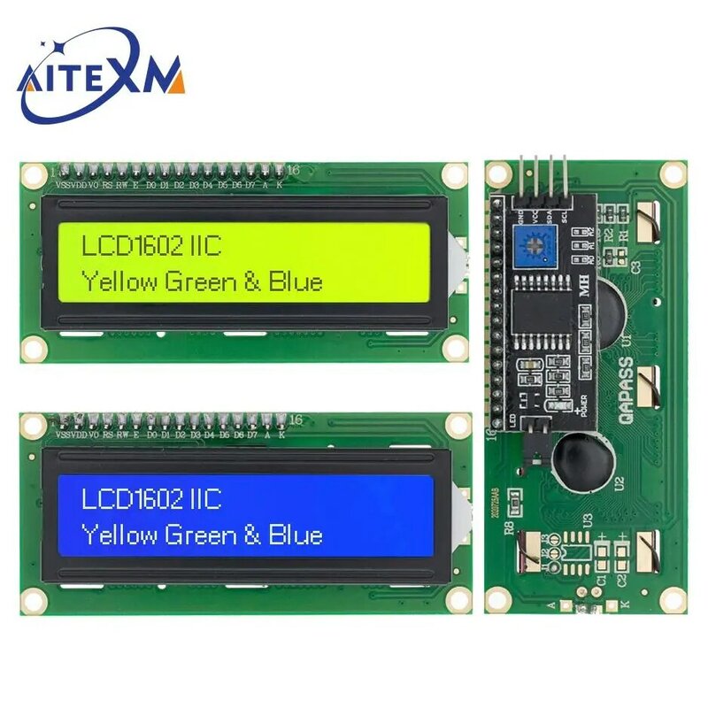 Modul tampilan I2C LCD1602 layar hijau biru 5V PCF8574 adaptor IIC Llate UNTUK Arduino