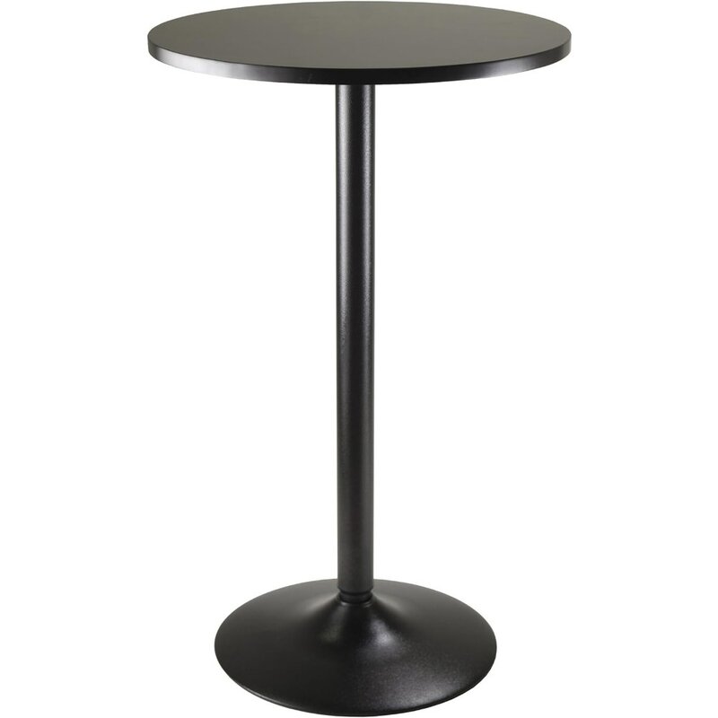 โต๊ะผับสไตล์ Obsidian สีดำด้านบนมีขาสีดำและฐาน-ด้านบน23.7นิ้วความสูง39.76นิ้ว
