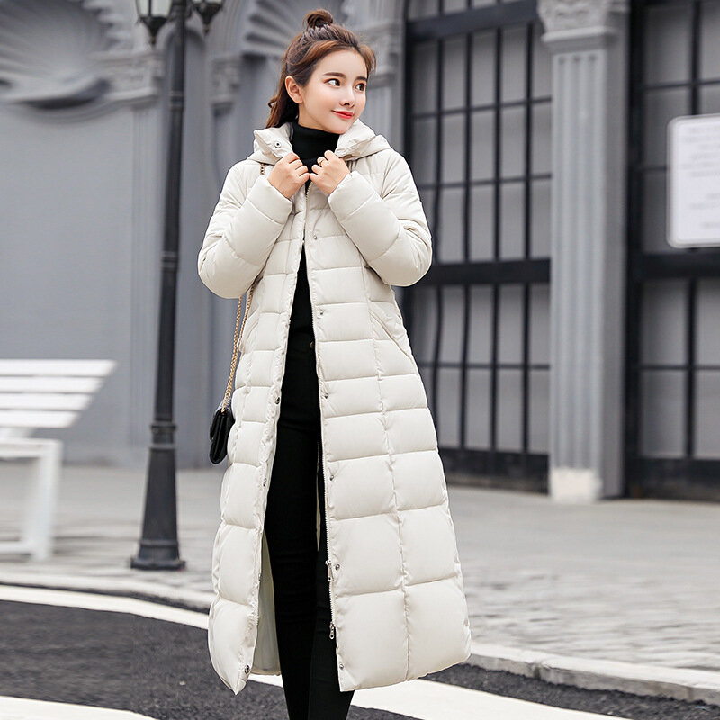 Зимняя куртка UHYTGF 2024, женские теплые парки, модное длинное пальто с воротником из лисьего меха и бантом на поясе, женское винтажное толстое пальто оверсайз 1050