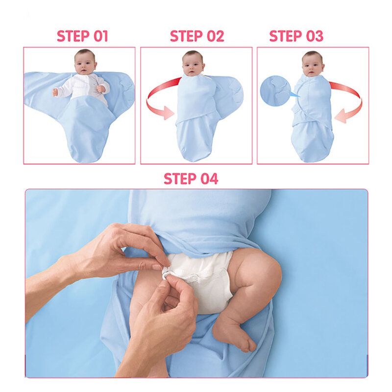 Kantong Tidur Bayi Baru Lahir Amplop Kepompong Bungkus Bedung Lembut 100% Katun 0-6 Bulan Selimut Tidur