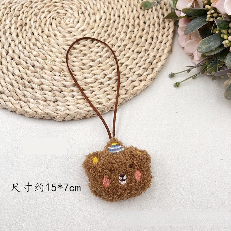 Cute Little Bear Head Keychain Small Fresh Fashion Cloth Key Ring Pendant Accessories Headphone Case Women's Bag Decoration 2023