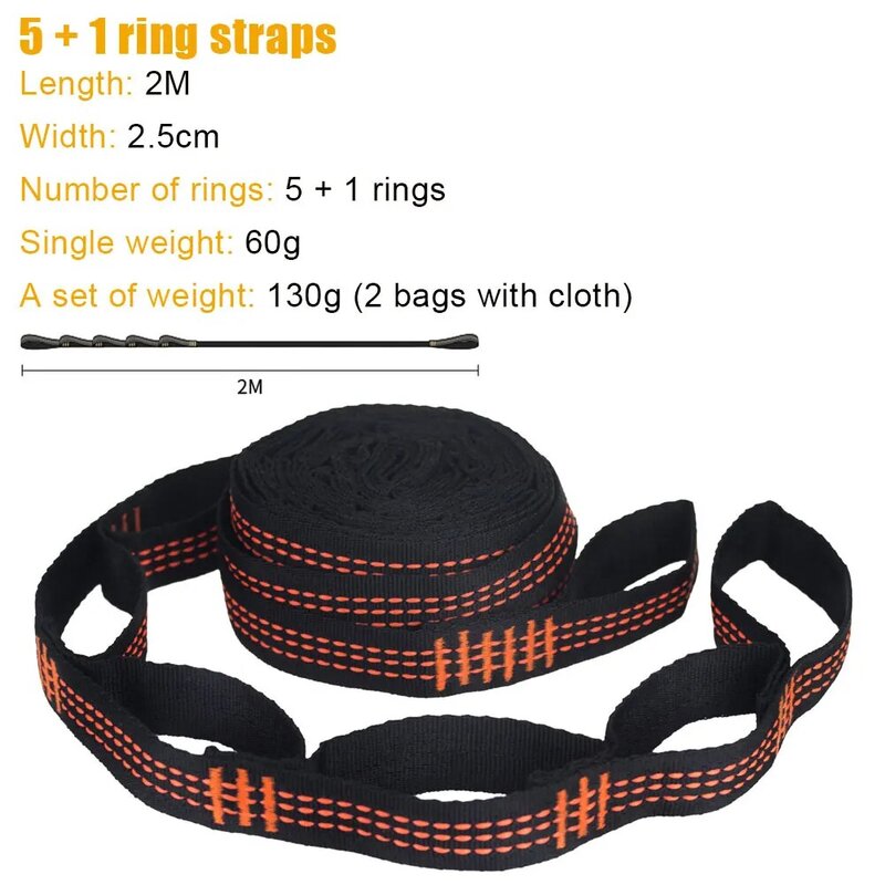 2pcs/Set Hammock Strap Tree High Load-Bearing Swing Hanging Straps Kit Tree Rope with Buckle Connecting Belt for Swing Hammock