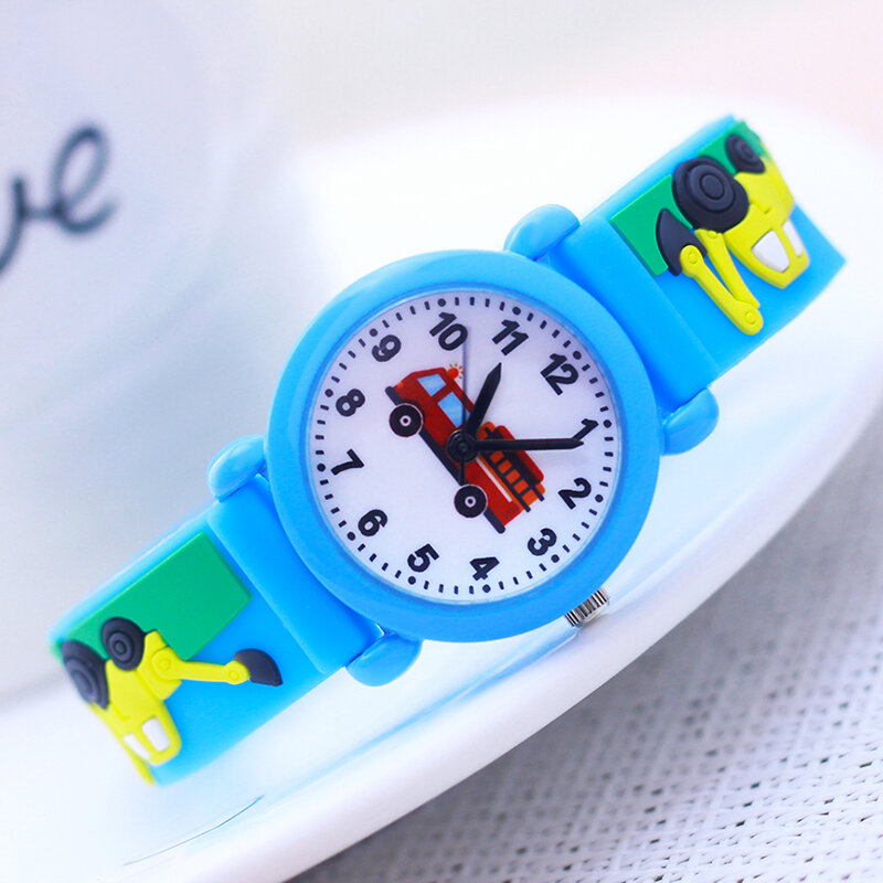CYD New Fashion Cool Excavator Children Boys Girls Students Wristwatches Little Babies Learn Time Waterproof Electric Watches