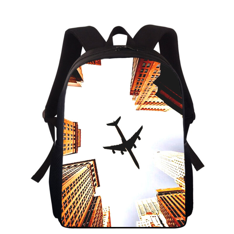 Samolot sky 15 ”3D Print plecak dla dzieci torby szkolne dla chłopców podstawowych dziewcząt plecak dla uczniów torby na książki szkolnego
