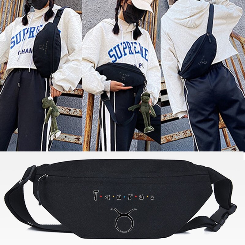 Saszetki na pas moda koreański styl w stylu Harajuku Unisex torba na klatkę piersiowa Pisces nadruk monochromatyczna torba na ramię torebka torebka torebka