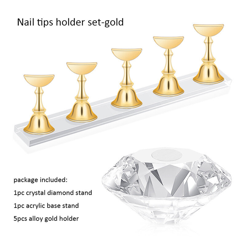 False Nail Tips Stand Tool Practice Base Diamond Magnetic False Nail Trainer fake Nail Display Holder Manicure Accessories Tool