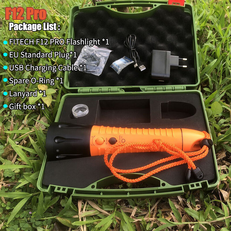 FITECH F12 PRO Scuba Diving Light Charging Professional Diving Flashlight 1000 Lumens LED Flashlight Can As Power Bank