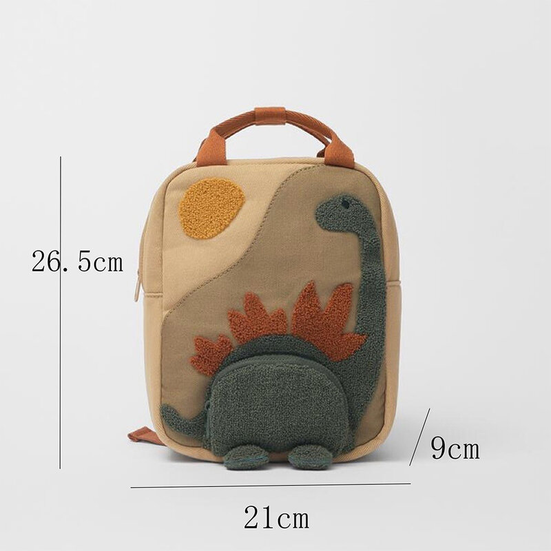 Dinosaur Canvas Backpack for Kids, Kindergarten Schoolbag, Nome personalizado, desenhos animados, Presente da criança, Nome personalizado
