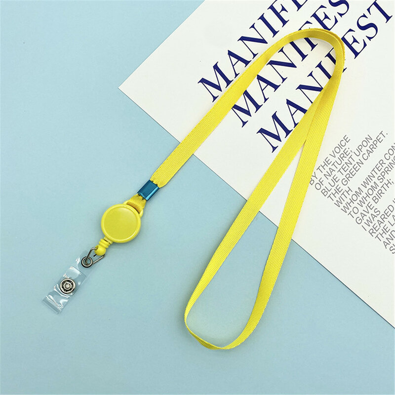 9 Color Badges Holder Retractable Lanyard ID Name Tag Card Badge Holder Reels Chain Clips Hanging Rope Keychain Necklace Strap