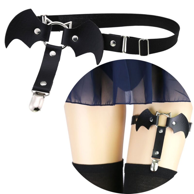 Accessorio Cosplay a catena cinghie stile Goth calze cintura elastico pipistrello giarrettiera cintura gamba Sexy fibbie in metallo bretelle gioielli per il corpo
