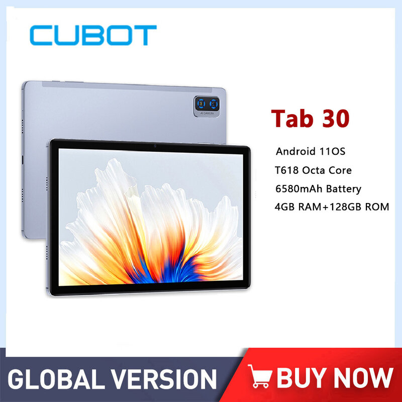 Cubot TAB 30 Tablets 10.1 Inch 6580mAh Battery Android 11 T618 Octa Core 4G 128G Mobilie Phone 13MP Camera Dual SIM Card Tablets