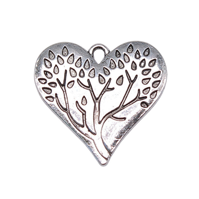 Pendant Heart Tree Of Life Charms Accessories For Jewelry 28x26mm 5pcs
