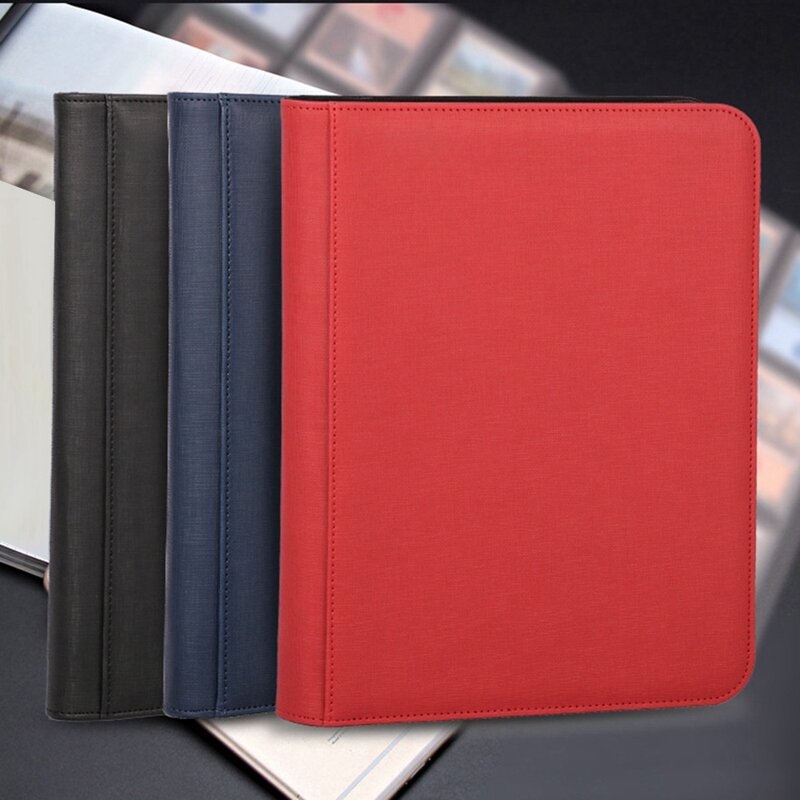 Side Loading Binder Game Zipper Card Album Fixed Pockets Pages + 360 Pockets Green