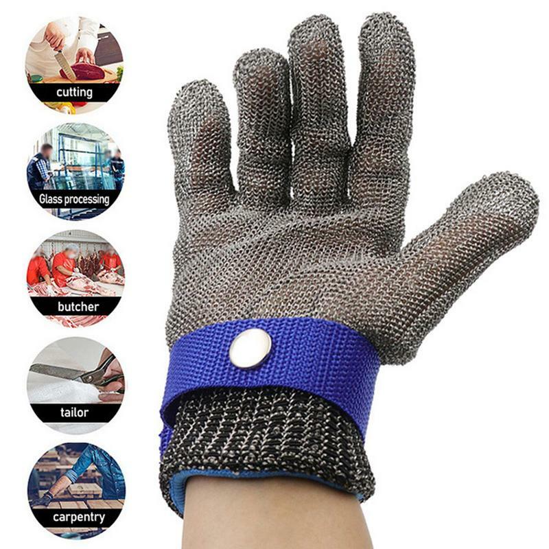 Metal Mesh Safety Work Gloves, Food-Grade, Cut Resistant, Luvas de Cozinha, Higiênico e Confortável