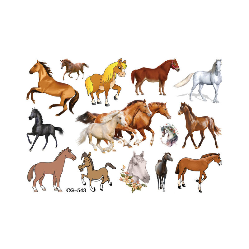 New Horse Fake Temporary Tattoos for Kids Birthday Party Supplies Favors Cute Horse Tattoos Stickers Decoration