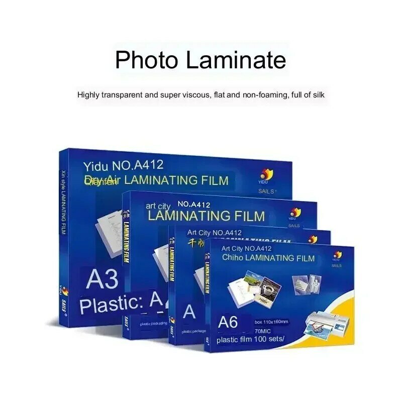 ペットプラスチックラミネーターシートポーチ、光沢、保護写真用紙、熱ラミネートフィルム、a4、a5、a6、100個
