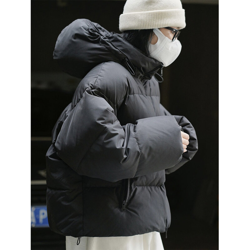 GNDIA-새로운 패션 루즈핏 따뜻한 화이트 오리털 코트 여성용, 2022 겨울