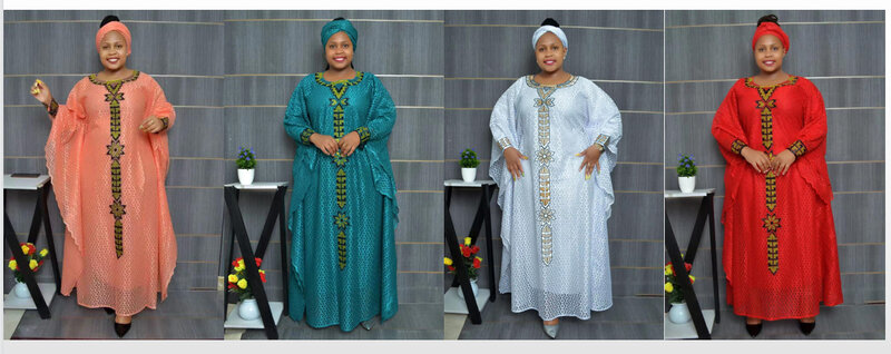 Vestidos africanos con lazo para la cabeza para mujer, ropa africana tradicional africana, Boubou, Dashiki musulmán, trajes de Ankara, vestido de noche